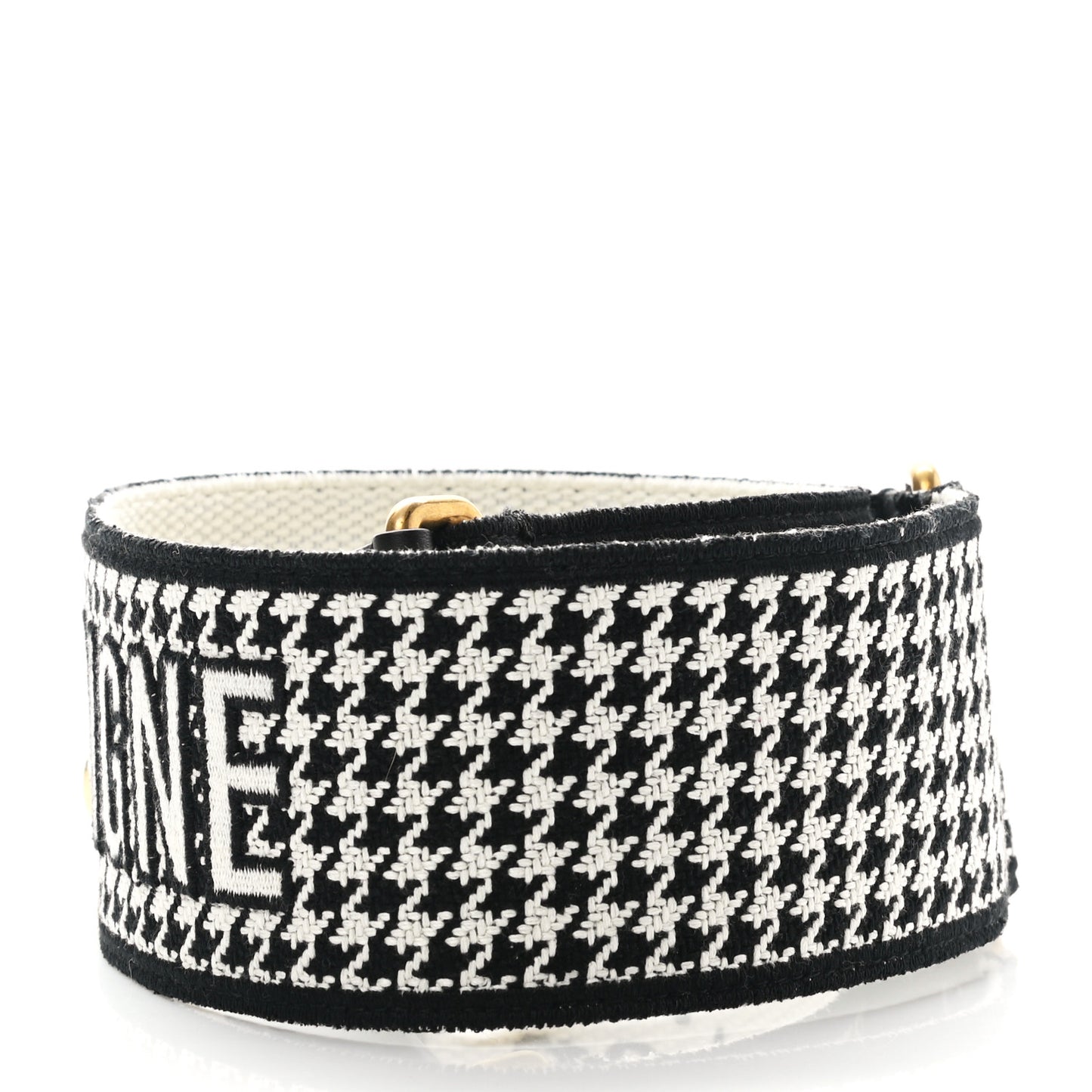 Canvas Houndstooth Embroidered 30 Montaigne Shoulder Strap Black White