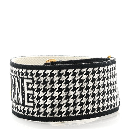 Christian Dior Canvas Houndstooth Embroidered 30 Montaigne Shoulder Strap Black White 2 of 6