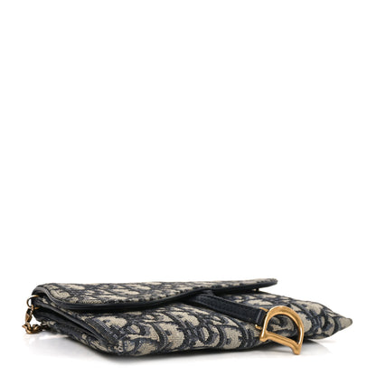 Christian Dior Oblique Small Saddle Chain Pouch Blue 5 of 11