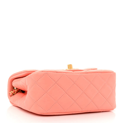 Chanel Lambskin Quilted Mini Pearl Crush Flap Light Orange 4 of 11