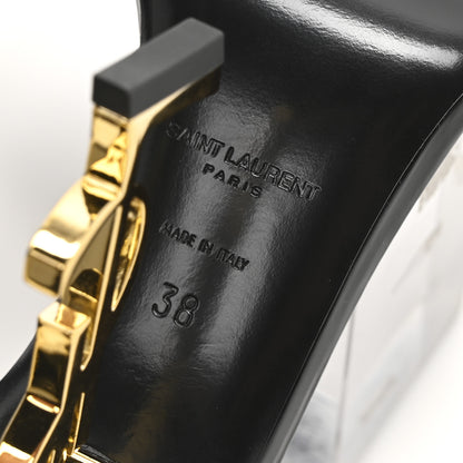 Saint Laurent Patent Calfskin Opyum 110 Sandals 38 Black Gold 7 of 9