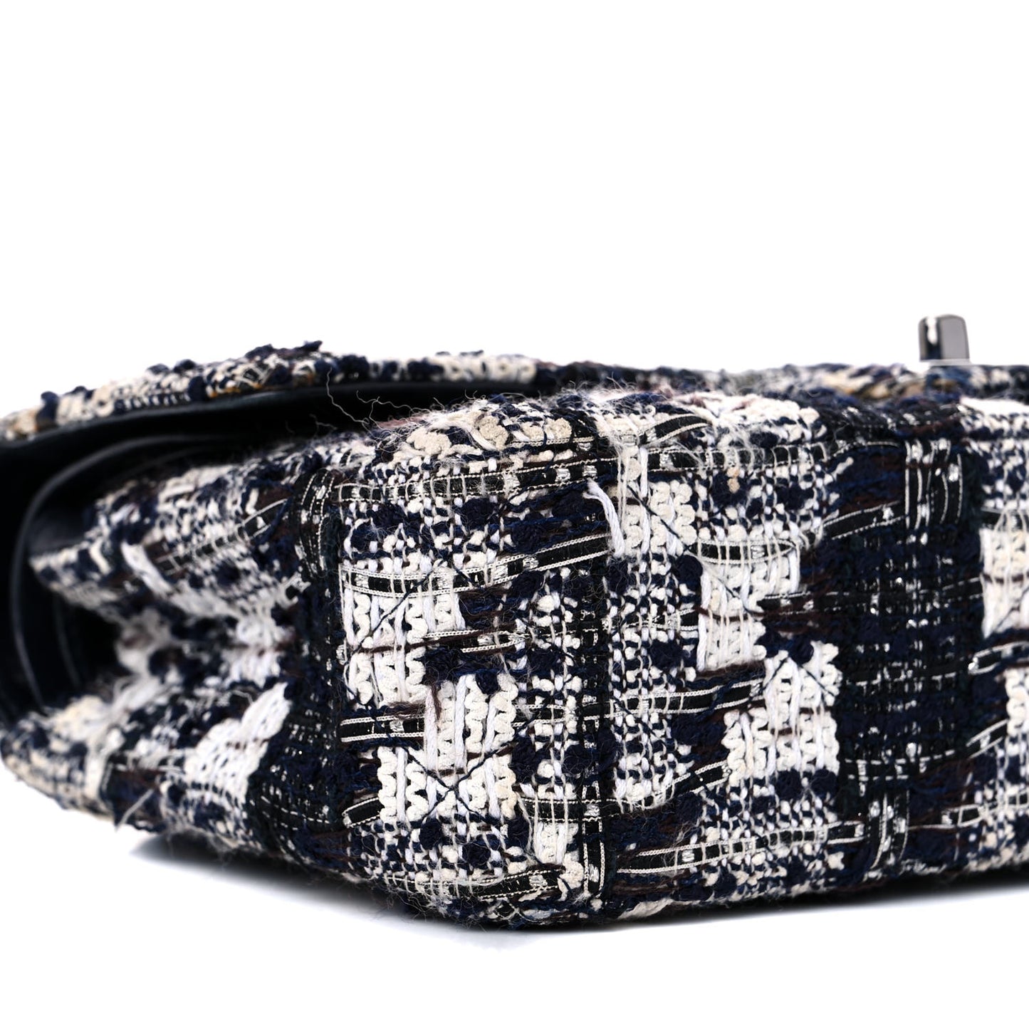 Tweed Quilted Flap Navy White