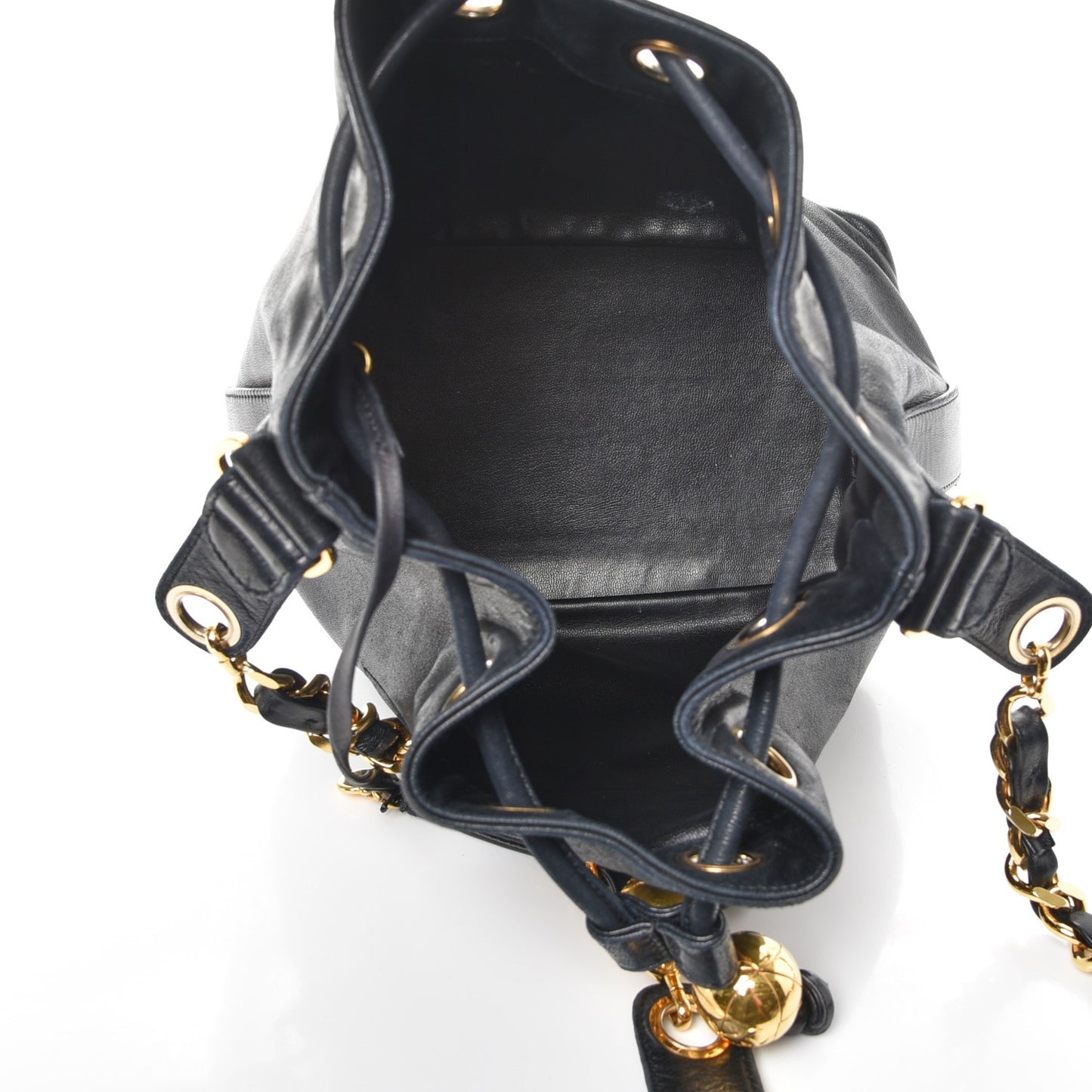Lambskin CC Drawstring Bag Black