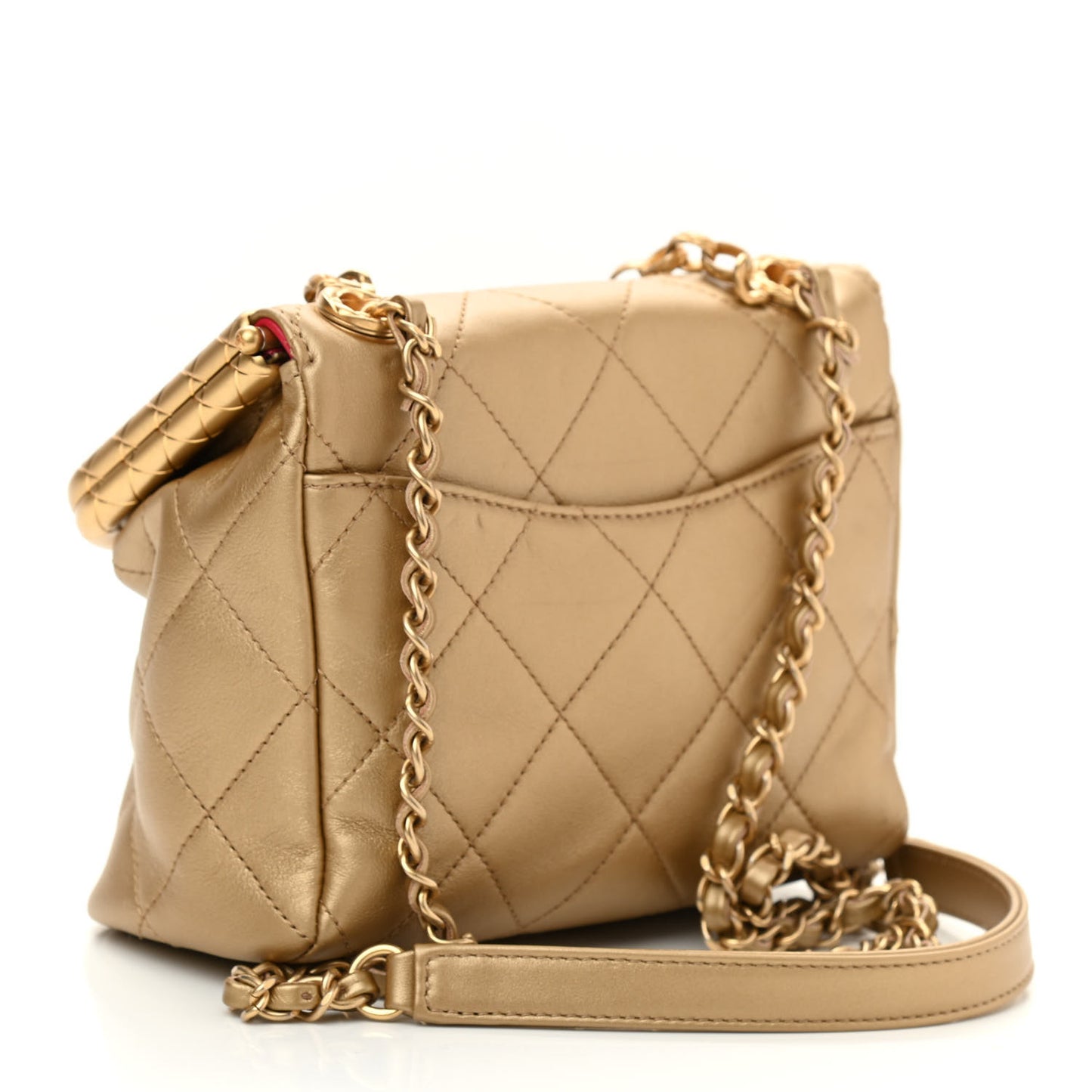 Metallic Lambskin Quilted My Crush Bag Gold