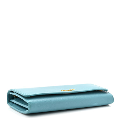 Prada Saffiano Metal Continental Flap Wallet Turchese 5 of 16