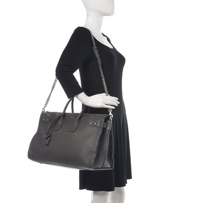 Saint Laurent Grained Calfskin Sac De Jour Souple Duffle 36H Asphalt Gray 2 of 14