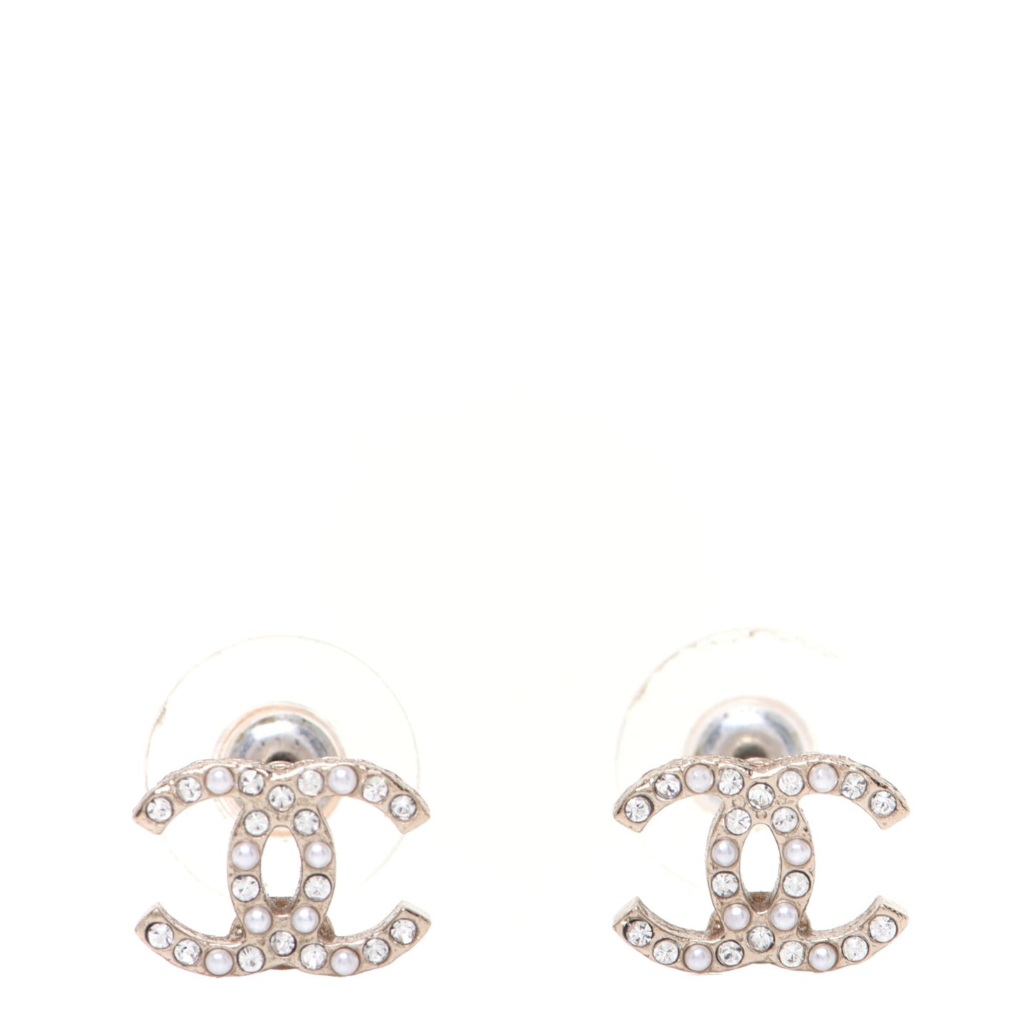 Pearl Crystal CC Earrings Gold
