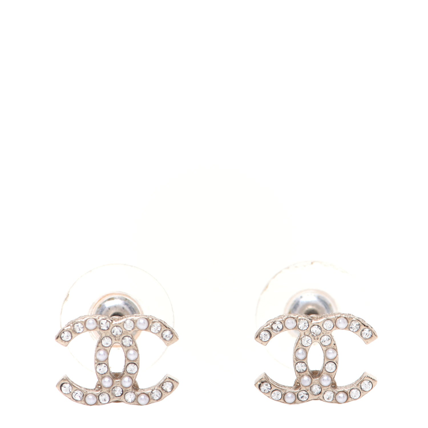 Chanel Pearl Crystal CC Earrings Gold 1 of 7