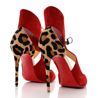 Christian Louboutin Veau Velours Pony Hair Ferme Rouge 100 Pumps 40.5 Rougissime 4 of 8
