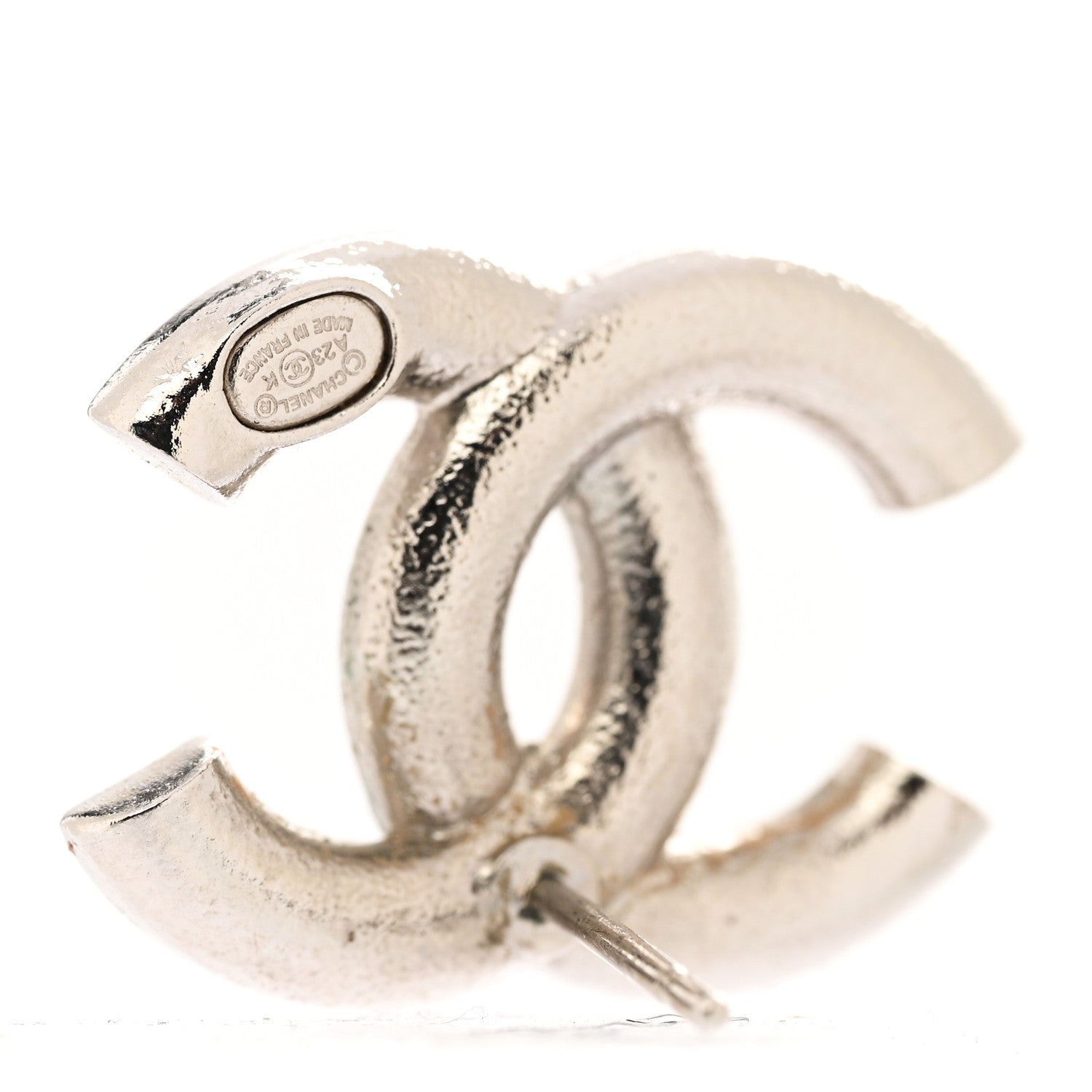 Chanel Crystal Enamel CC Earrings Silver Black 4 of 5