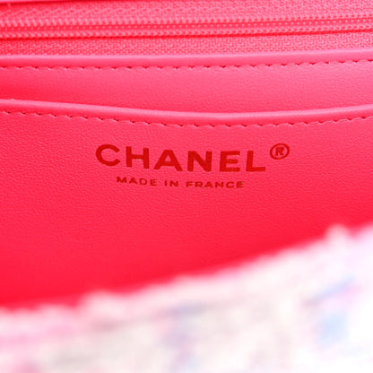 Chanel Tweed Quilted Mini Rectangular Flap Pink Multicolor 6 of 10