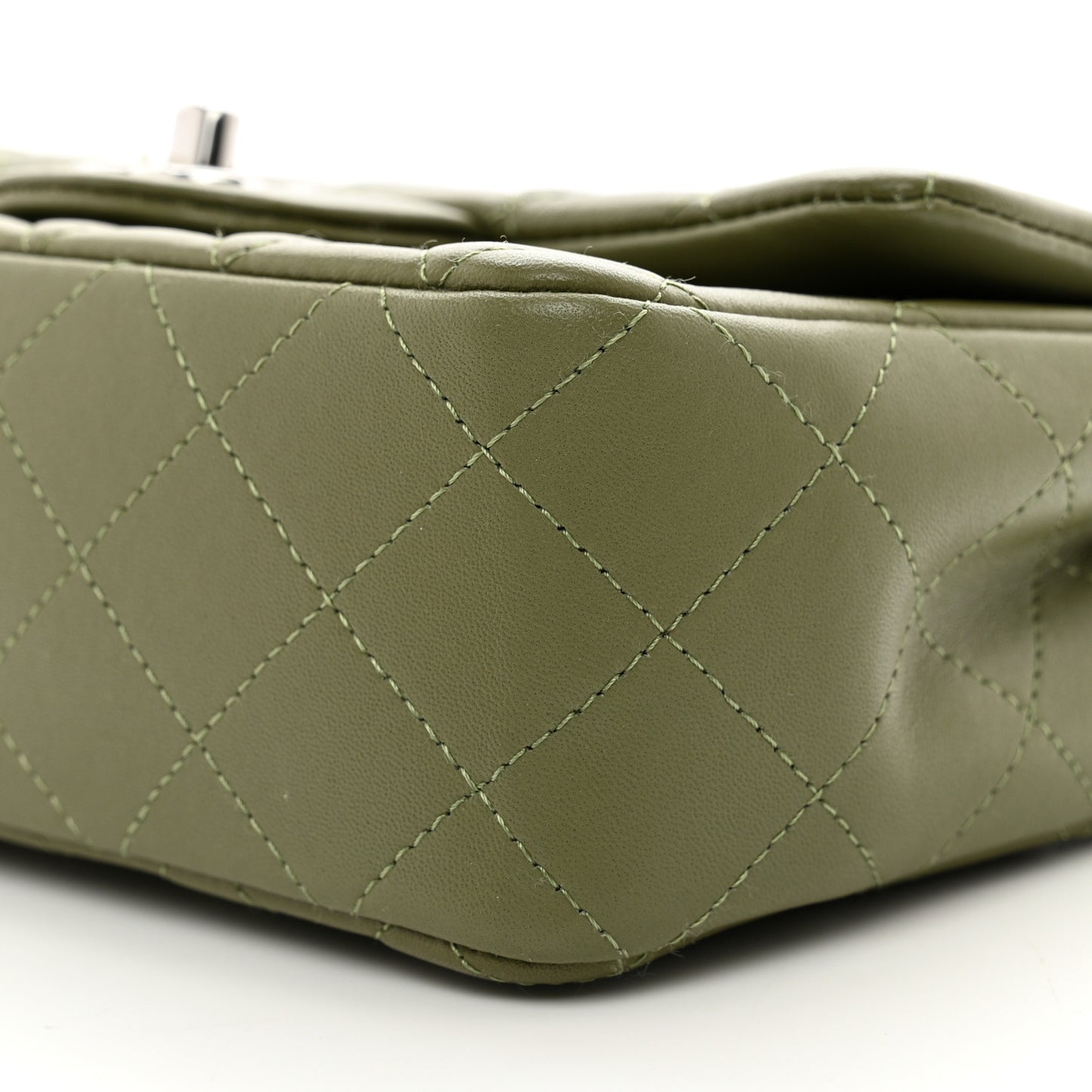 Lambskin Quilted Mini Rectangular Flap Green