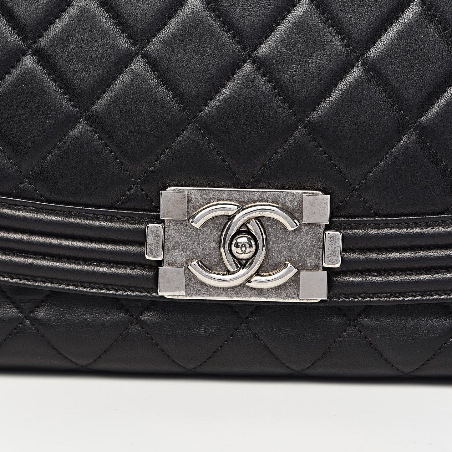 Lambskin Quilted Large Antik Boy Flap Black