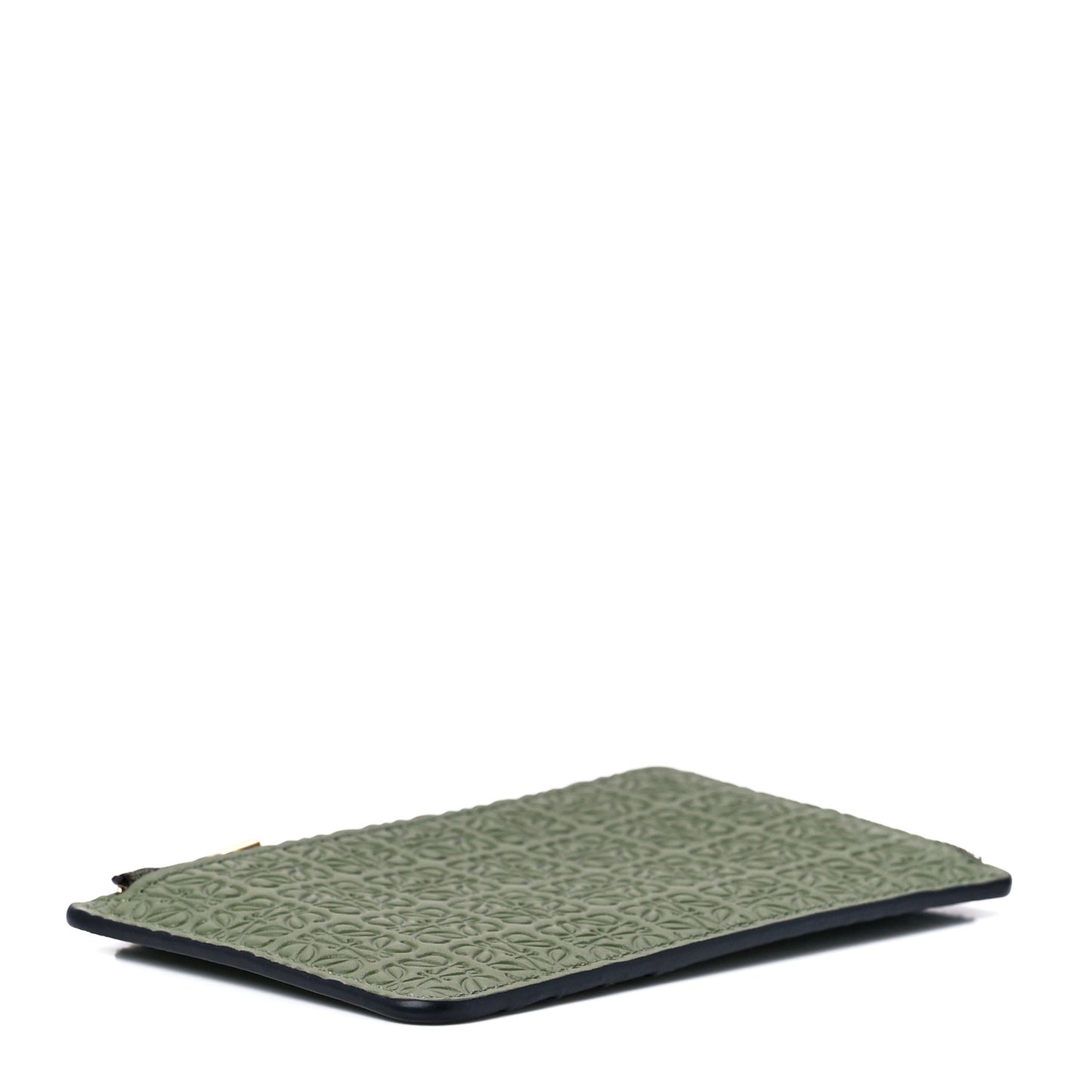 Calfskin Embossed Repeat Coin Card Holder Avocado Green