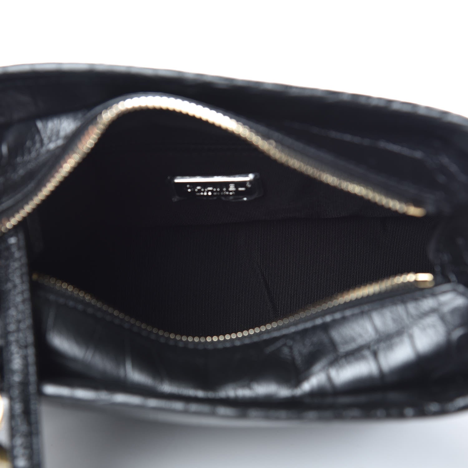 Chanel Calfskin Crocodile Embossed Small Gabrielle Cocodile Hobo Black 5 of 10