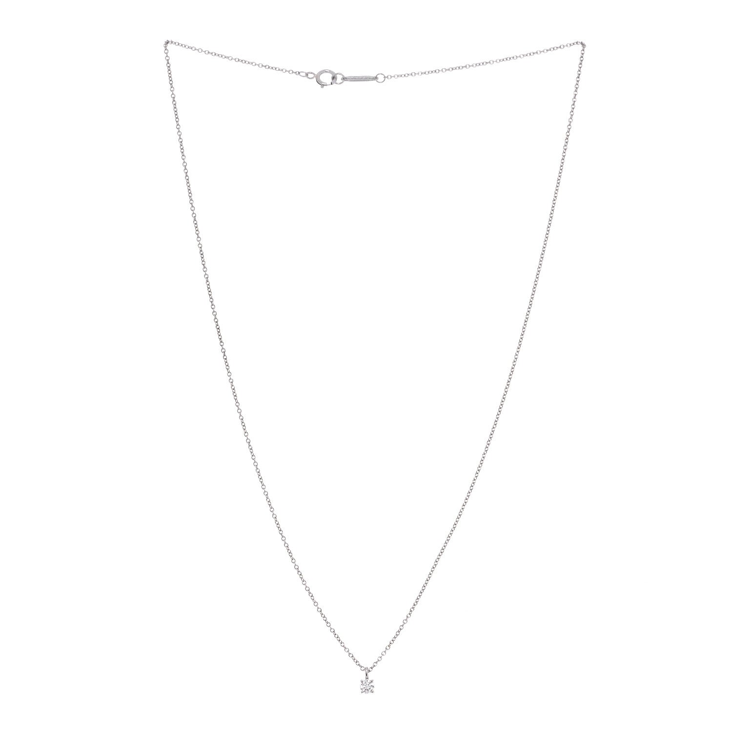 Tiffany Platinum Diamond .12ct Solitaire Pendant Necklace 3 of 6