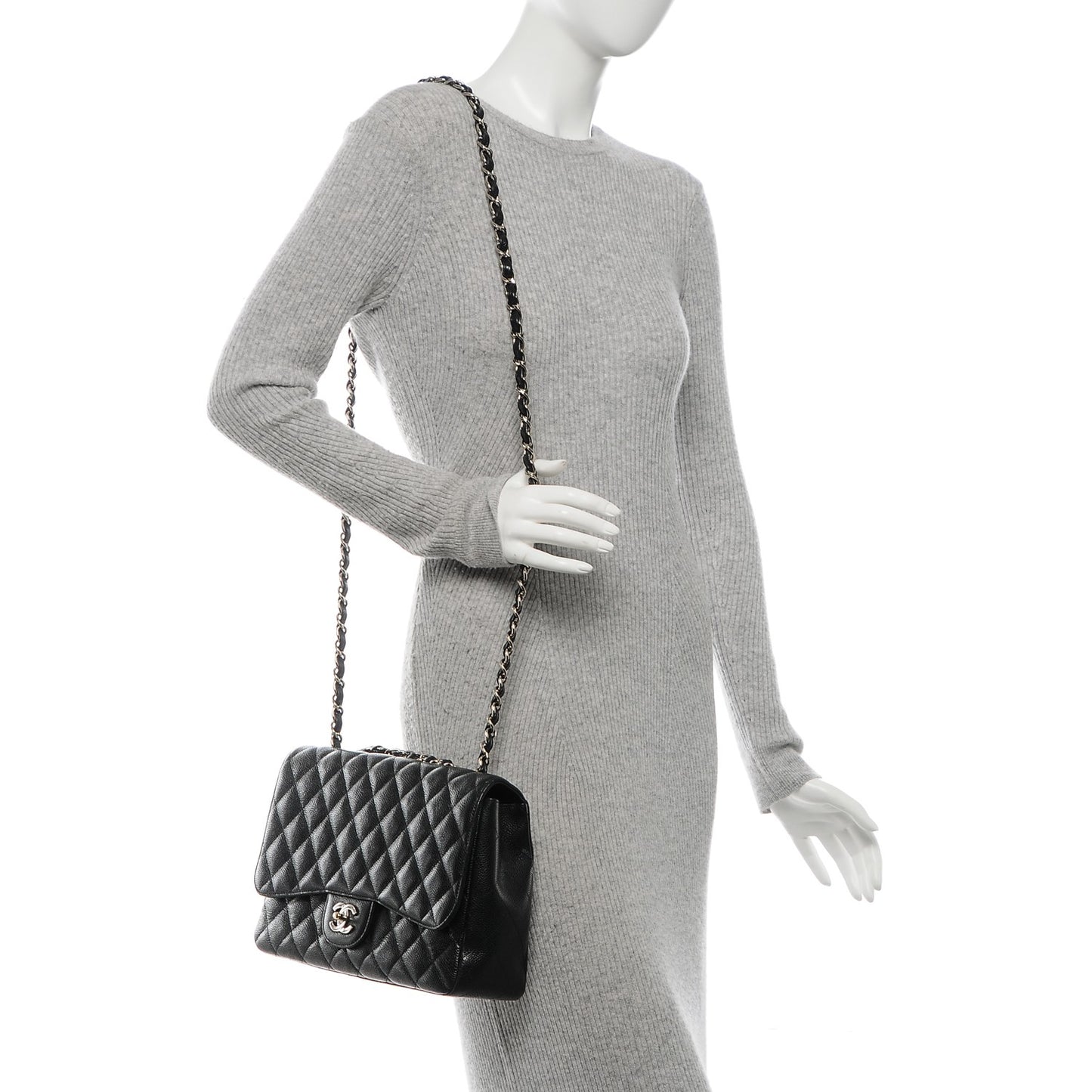Caviar Quilted Jumbo Single Flap Black