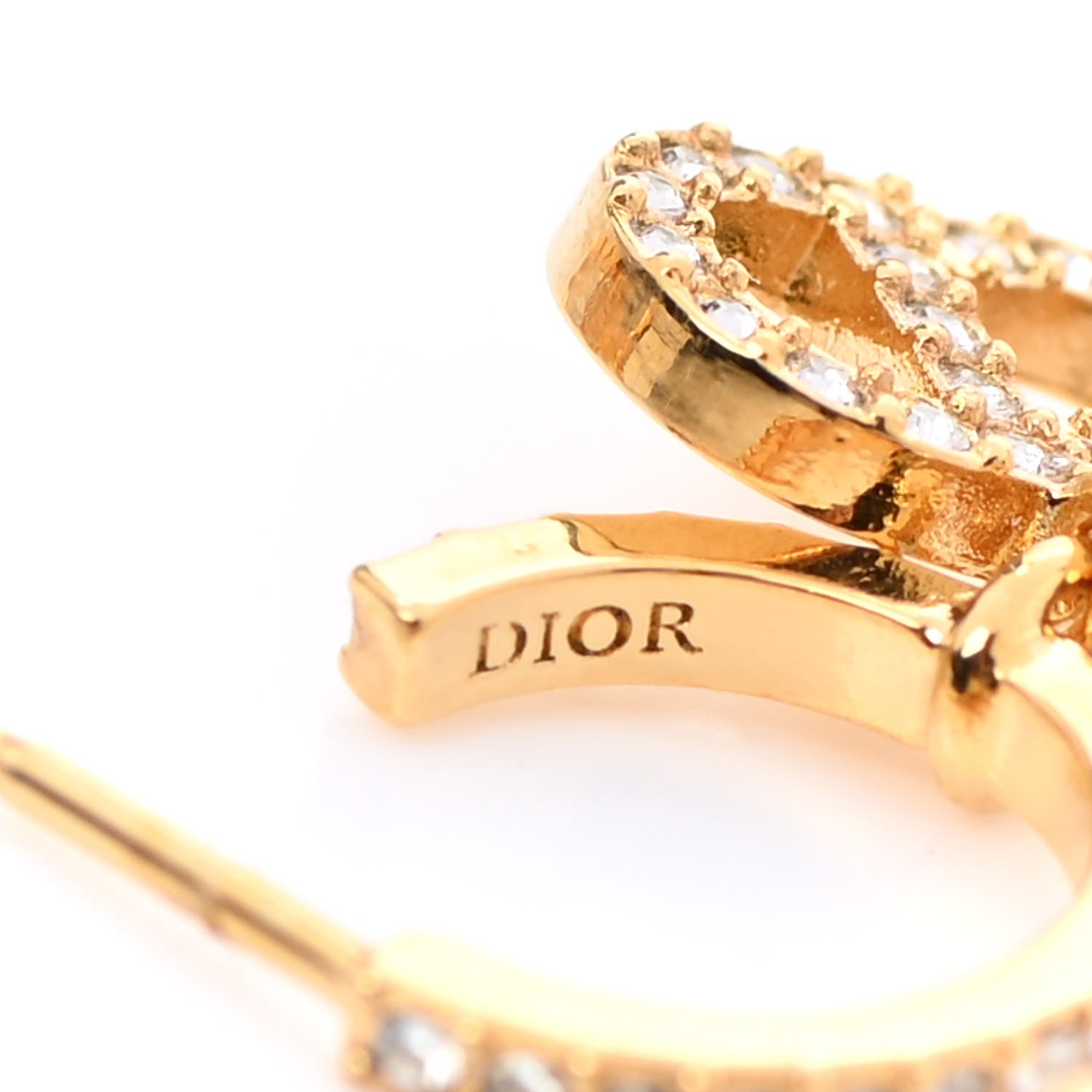 Christian Dior Crystal Clair D Lune Hoop Earrings Gold 4 of 5
