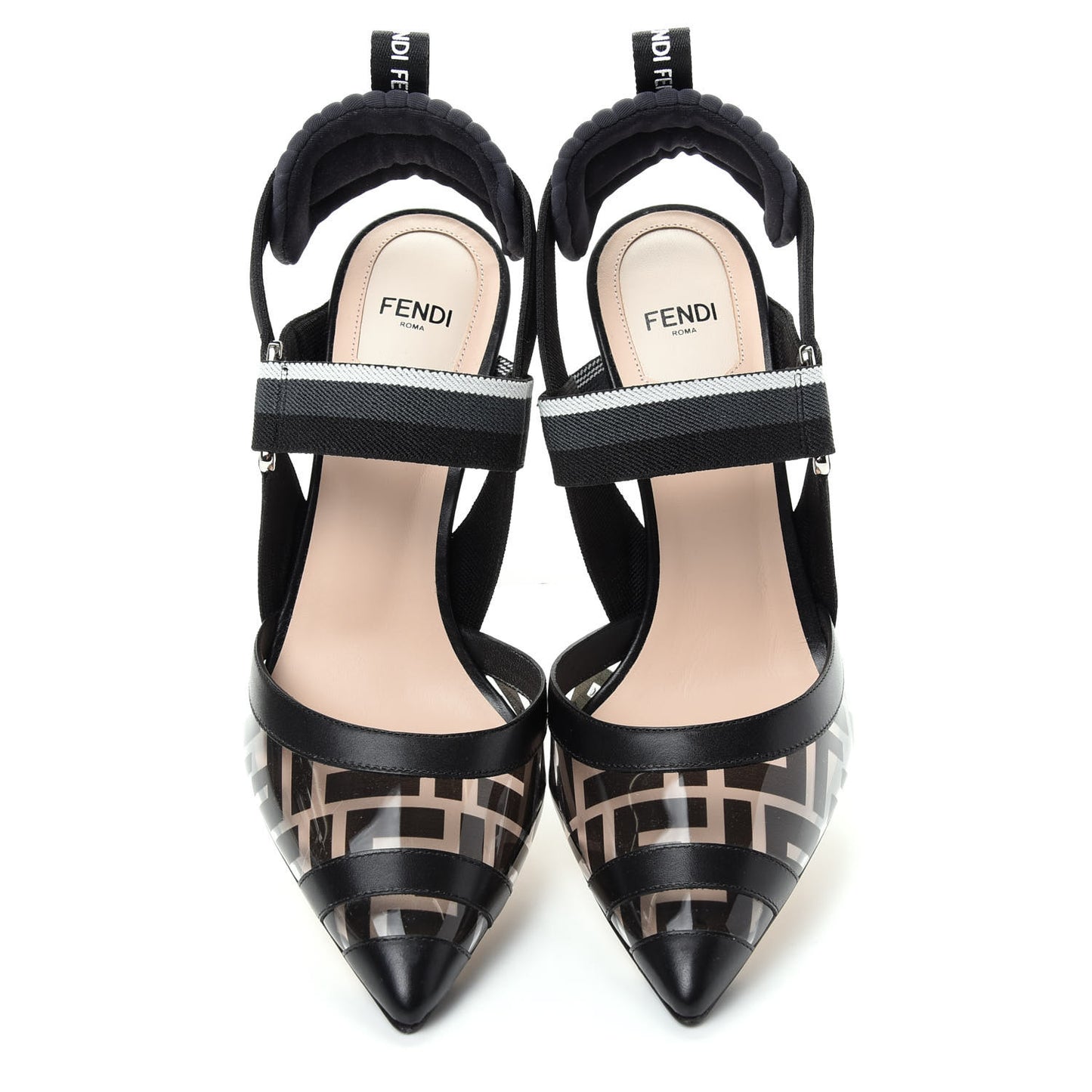 PVC Calfskin FF Colibri Slingback High-Heel Pumps 37.5 Black