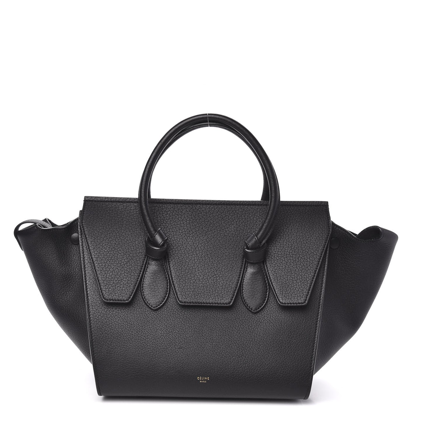 Crisped Calfskin Small Tie Knot Tote Black