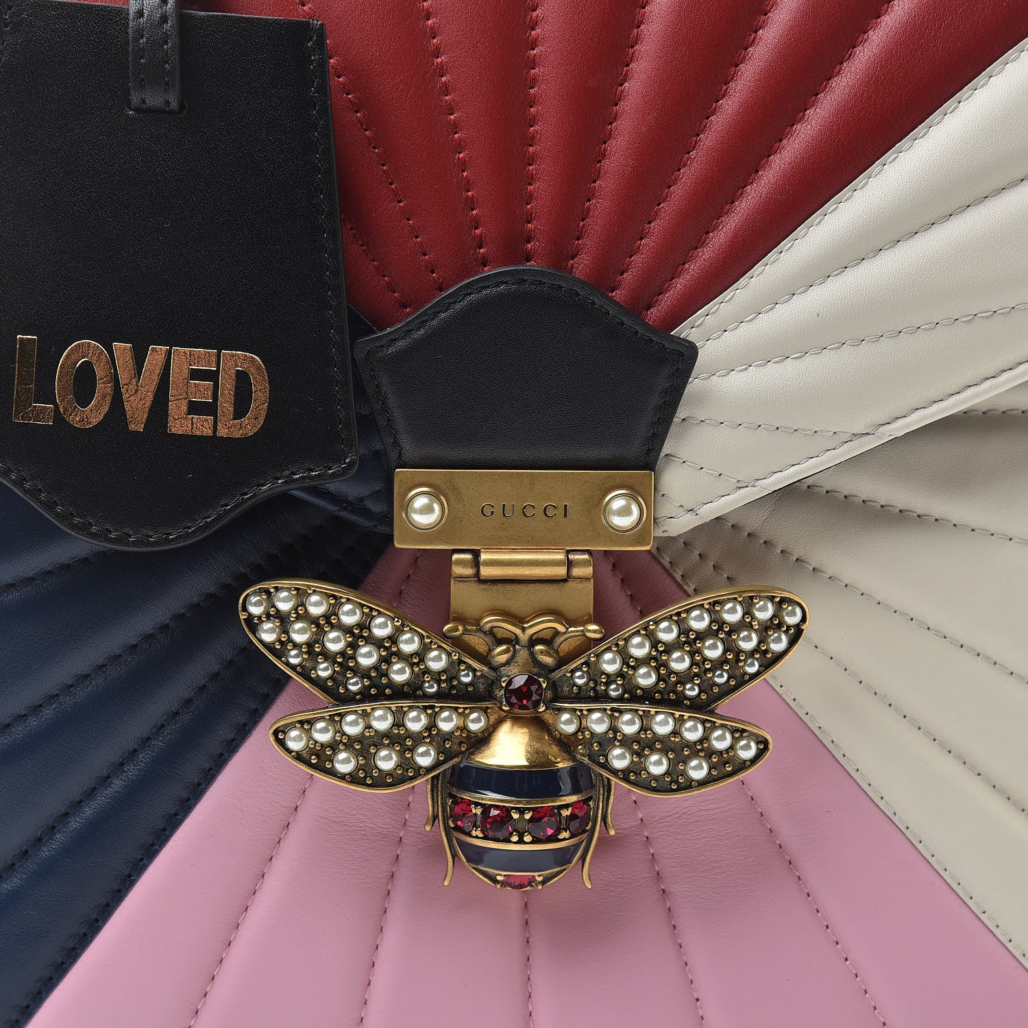 Gucci Calfskin Bamboo Trapuntata Queen Margaret Backpack Blue Agata Hibiscus Red Mystic White Sugar Pink 8 of 10