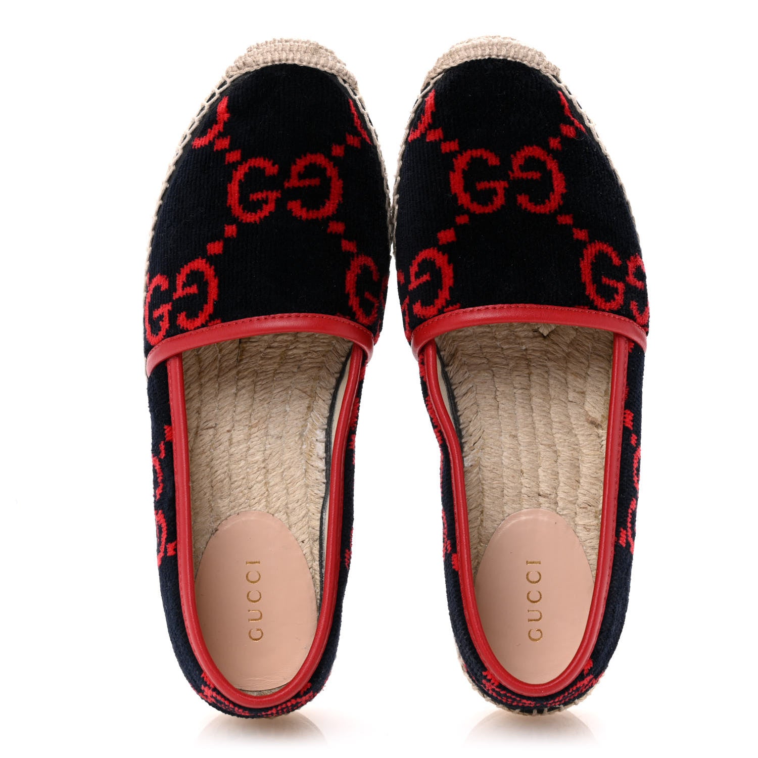 Gucci Terry Cloth GG Monogram Espadrilles 36.5 Blue Red 2 of 10