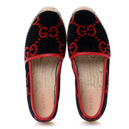 Gucci Terry Cloth GG Monogram Espadrilles 36.5 Blue Red 2 of 10