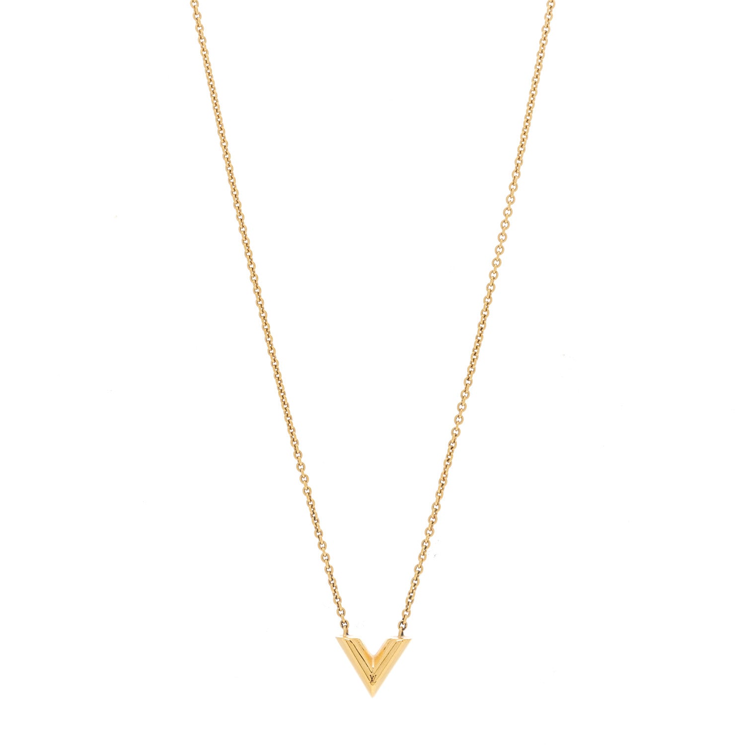 Louis Vuitton Brass Essential V Necklace Gold 1 of 5