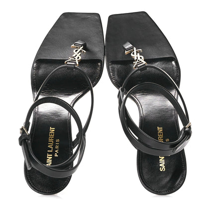 Saint Laurent Calfskin Cassandra 60 Sandals 38 Black 2 of 7