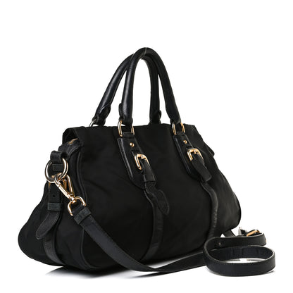 Prada Tessuto Nylon City Calfskin Shoulder Bag Black 2 of 21