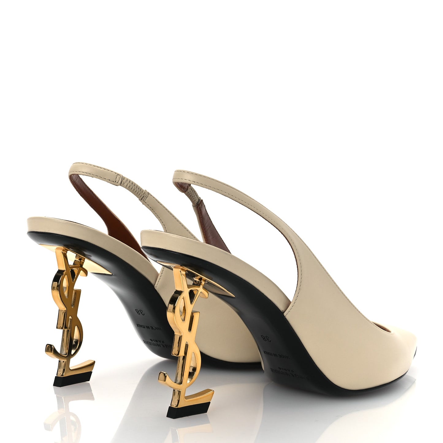 Calfskin Opyum 85 Slingback Pumps 38 Real Beige