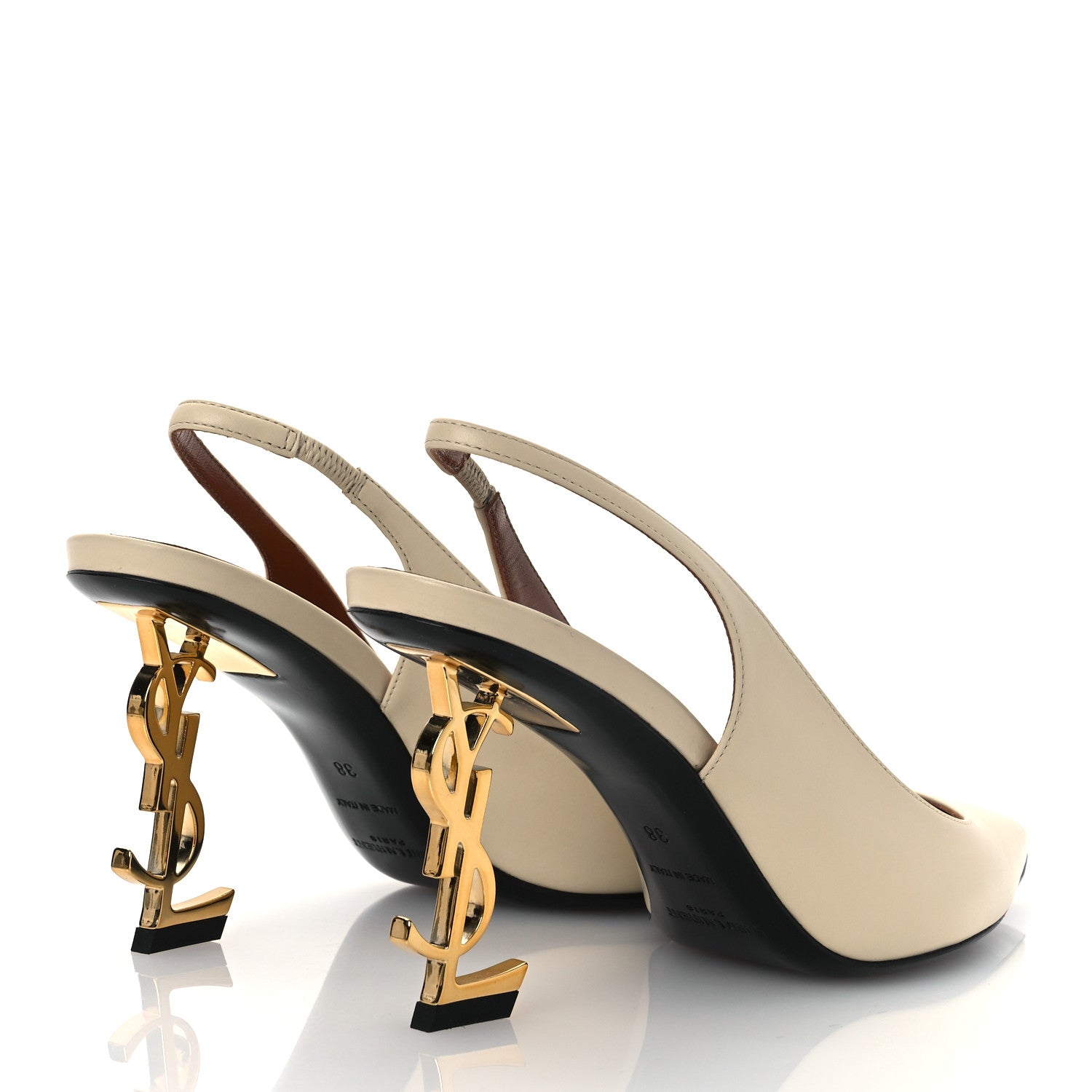 Saint Laurent Calfskin Opyum 85 Slingback Pumps 38 Real Beige 5 of 12