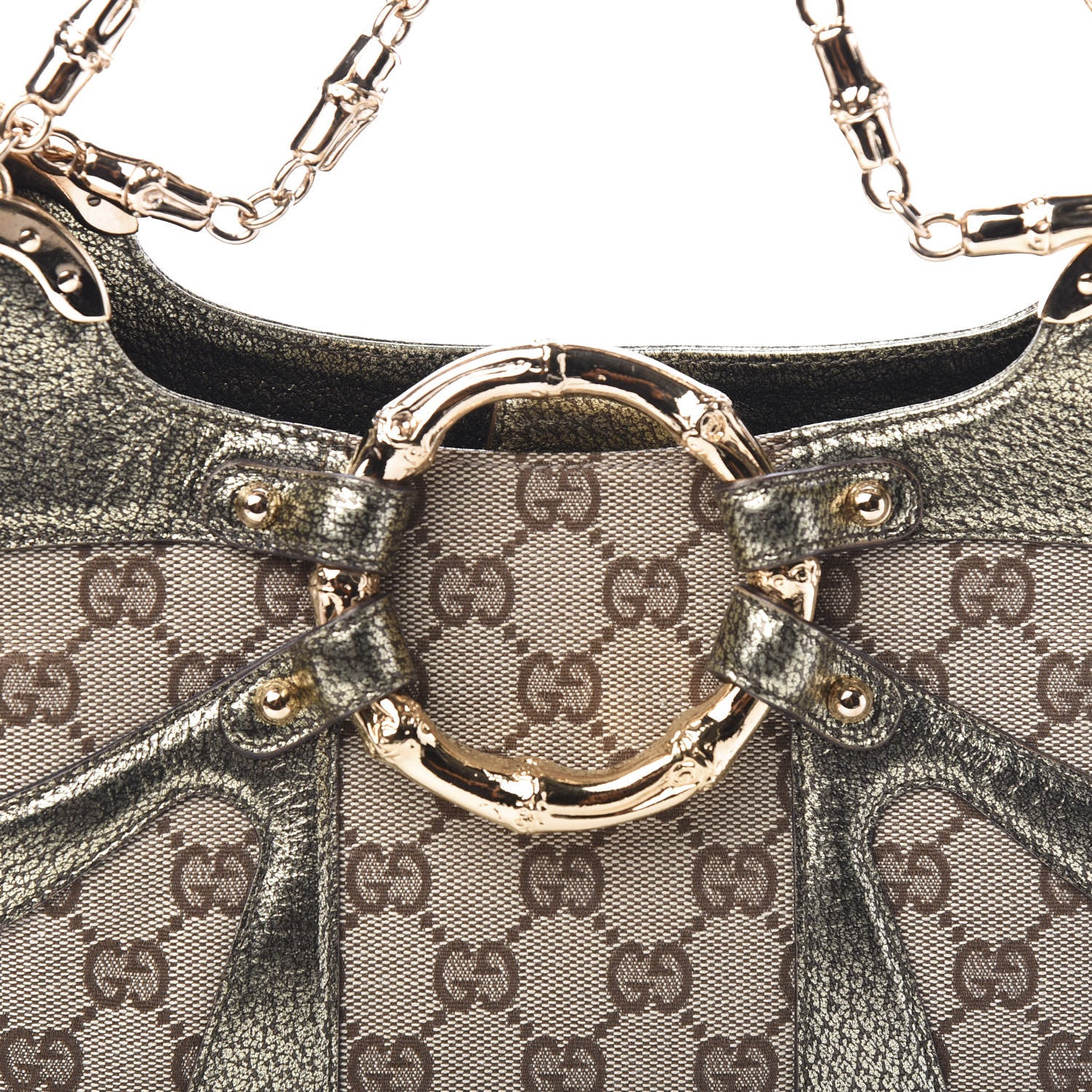 Gucci Monogram Bamboo Chain Tom Ford Shoulder Bag Metallic 9 of 9
