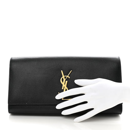 Saint Laurent Grain De Poudre Monogram Cassandre Clutch Black 2 of 12