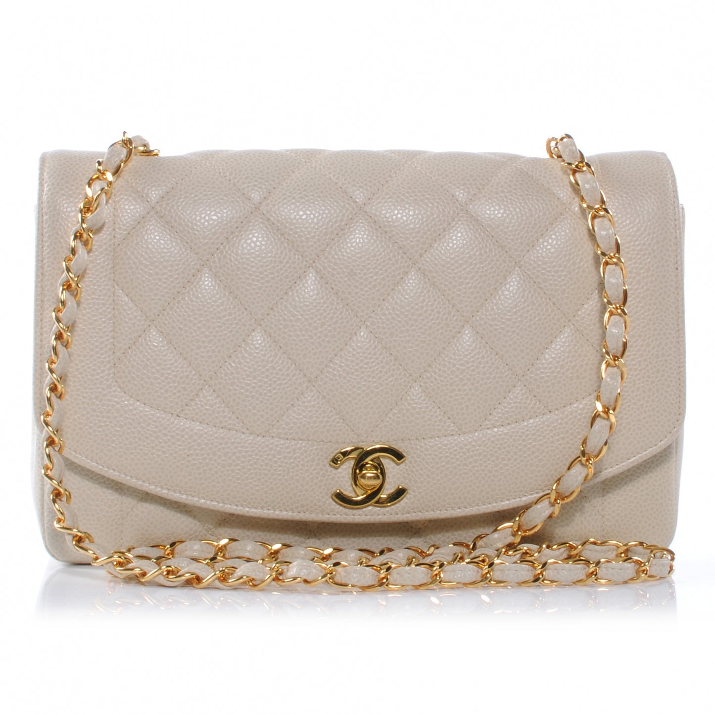 Caviar Quilted Medium Flap Beige