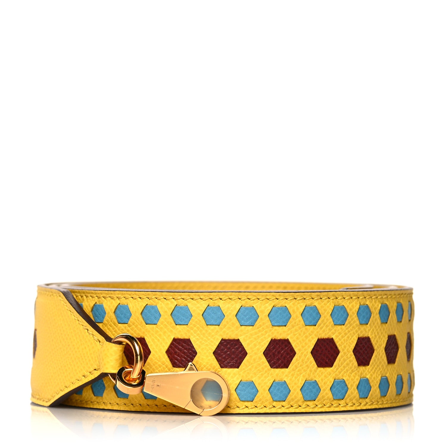 Hermes Epsom 40mm Hexagone Tressage Shoulder Strap Rouge H Jaune de Naples Gold 1 of 6