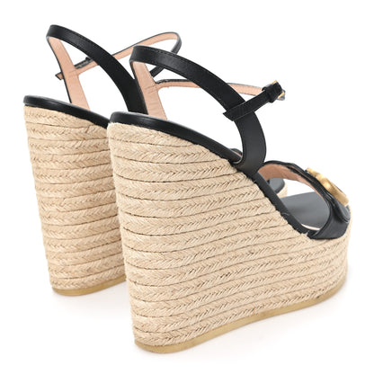 Gucci Nappa Matelasse GG Marmont Slingback Platform 45/130mm Espadrille Wedges 39.5 Black 5 of 10