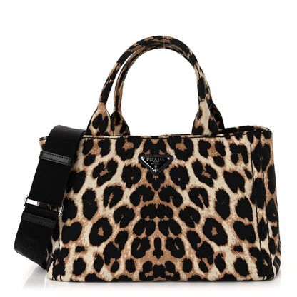 Prada Canapa Stampada Leopard Small Tote Avorio 1 of 9