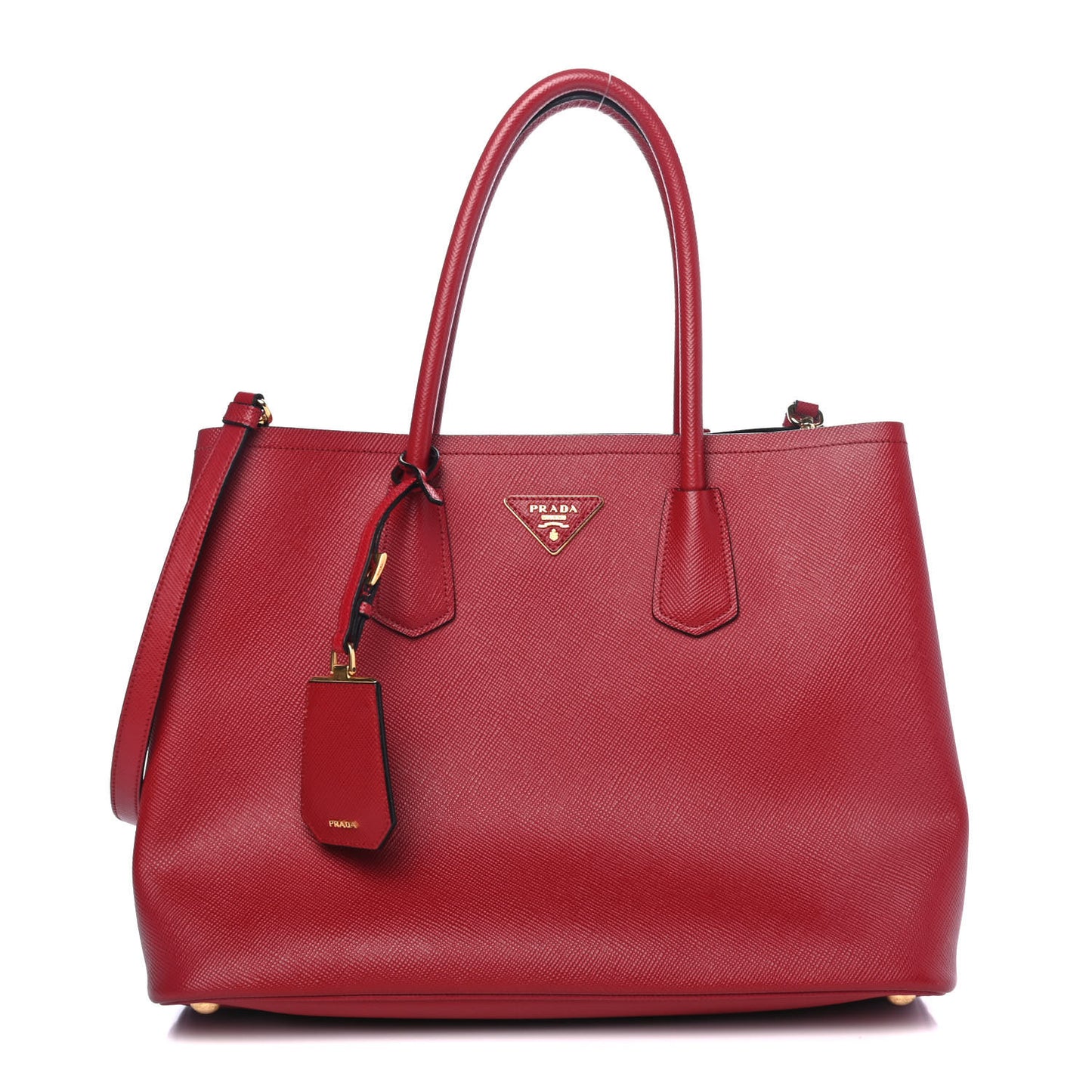 Saffiano Cuir Medium Double Bag Rosso