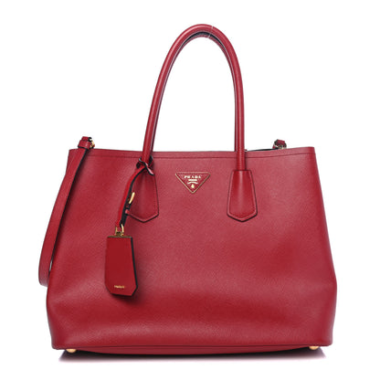 Prada Saffiano Cuir Medium Double Bag Rosso 1 of 4