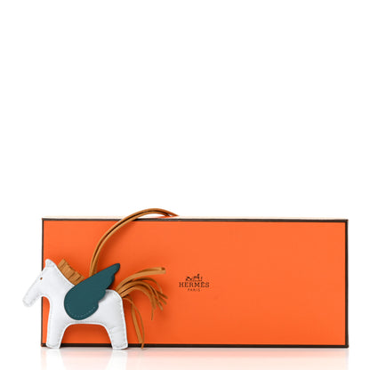 Hermes Milo Lambskin Grigri Rodeo Pegase Horse Bag Charm PM Bleu Brume Sesame Vert Bosphore 7 of 7