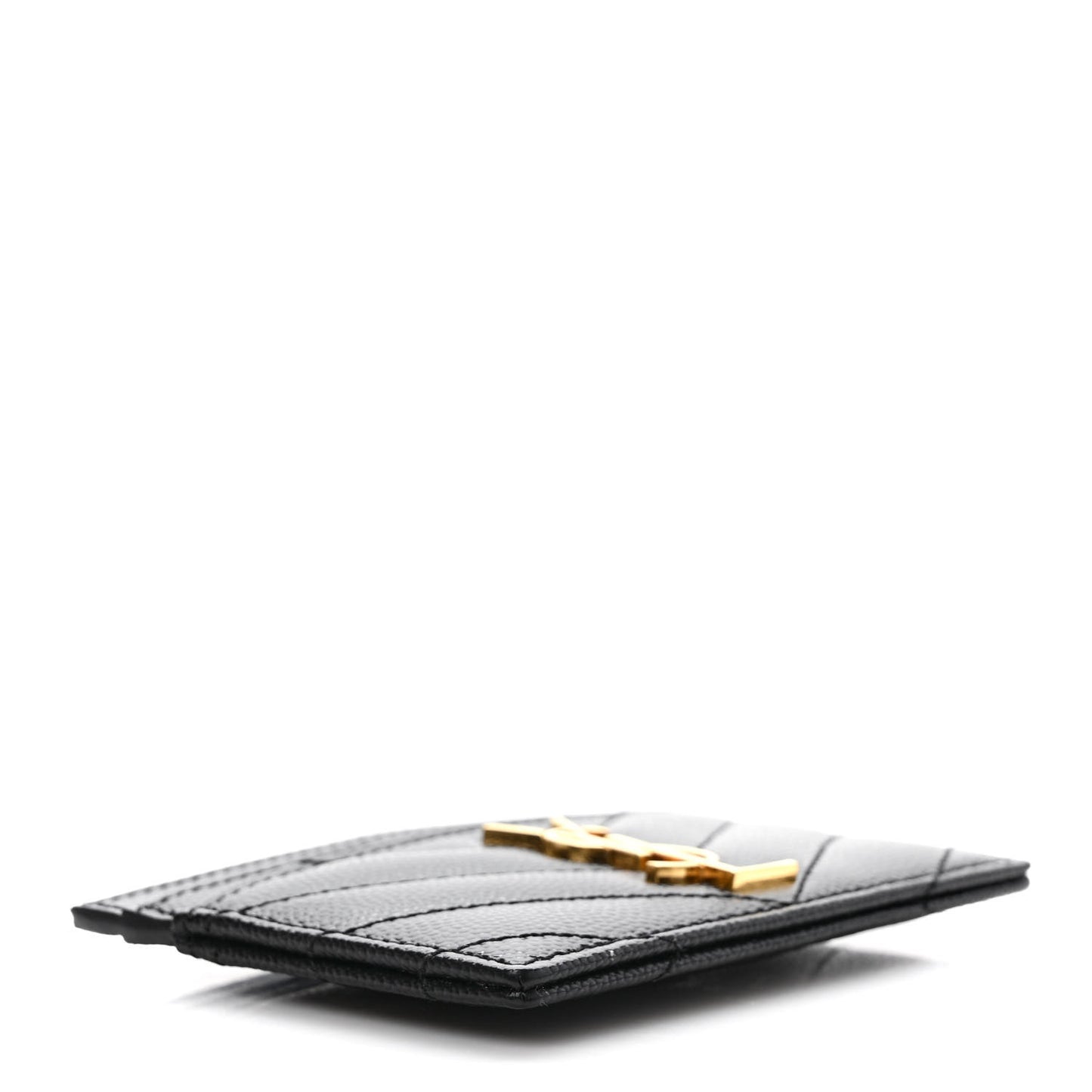 Grain De Poudre Matelasse Chevron Monogram Credit Card Case Black