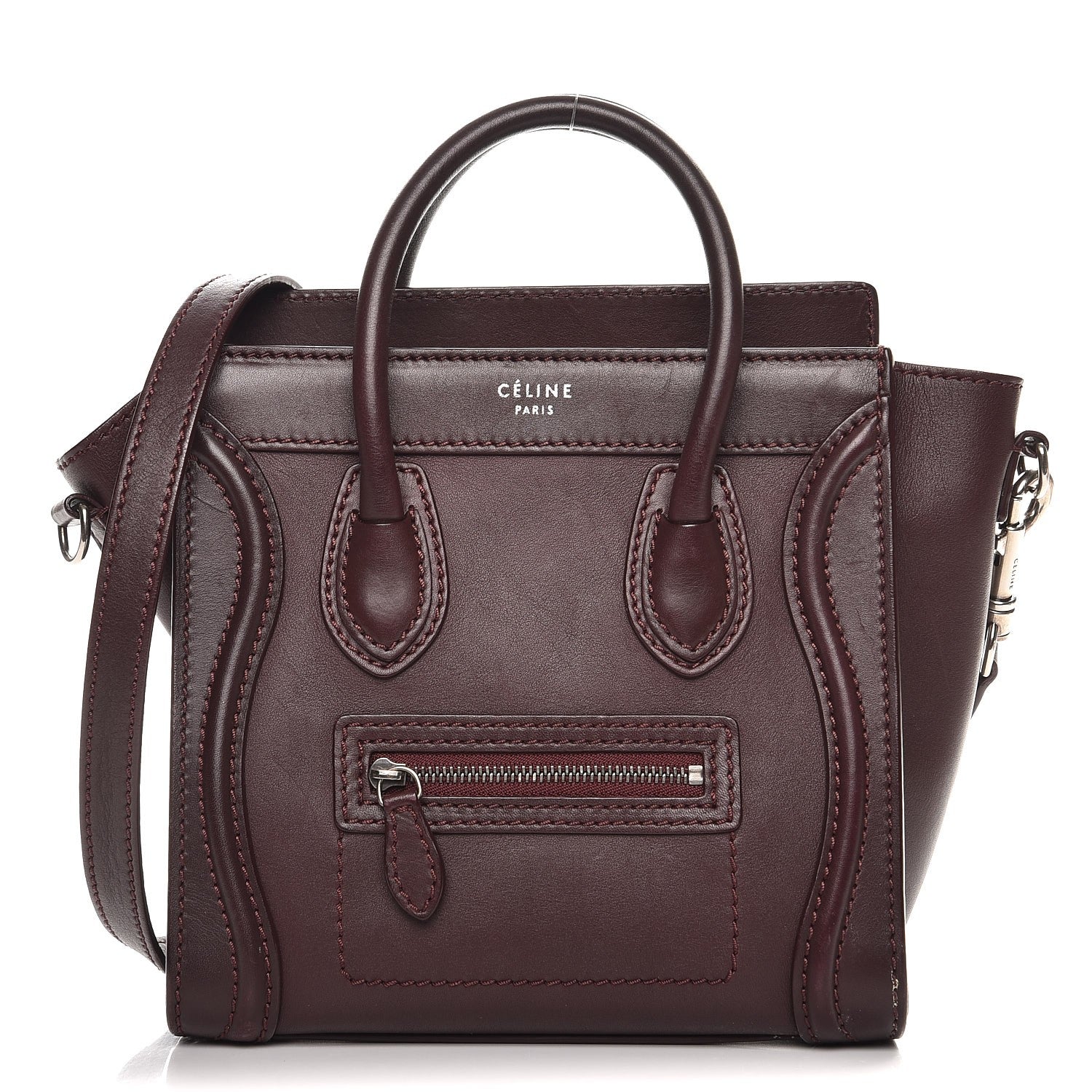 Celine Smooth Calfskin Nano Luggage Burgundy 1 of 11