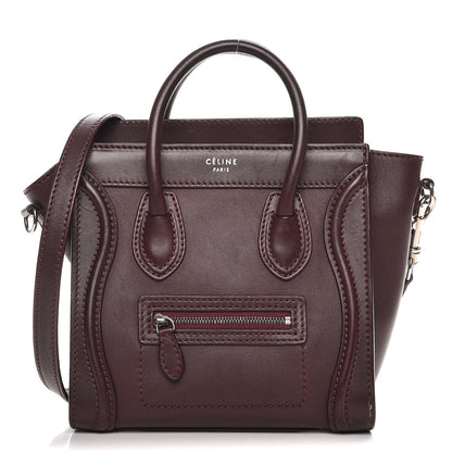 Celine Smooth Calfskin Nano Luggage Burgundy 1 of 11