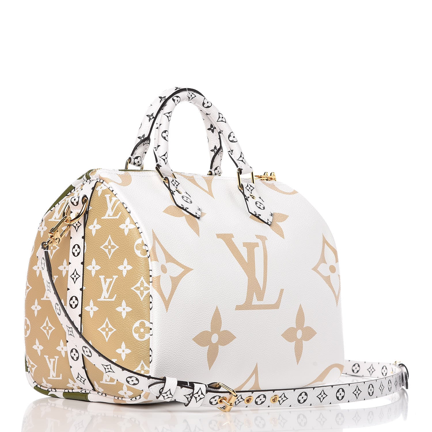 Louis Vuitton Monogram Giant Speedy Bandouliere 30 Kaki Beige 3 of 9