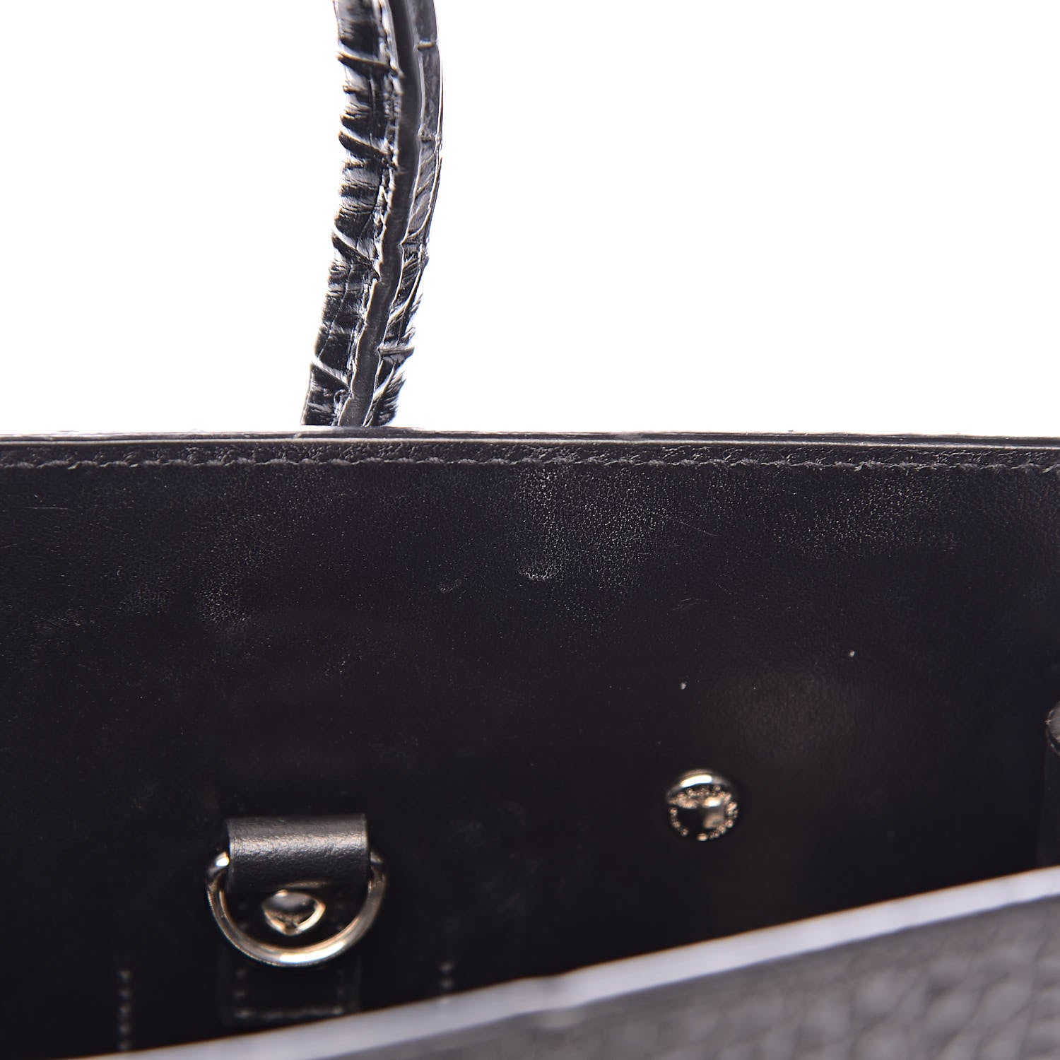 Saint Laurent Calfskin Crocodile Embossed Small Sac de Jour Black 9 of 15