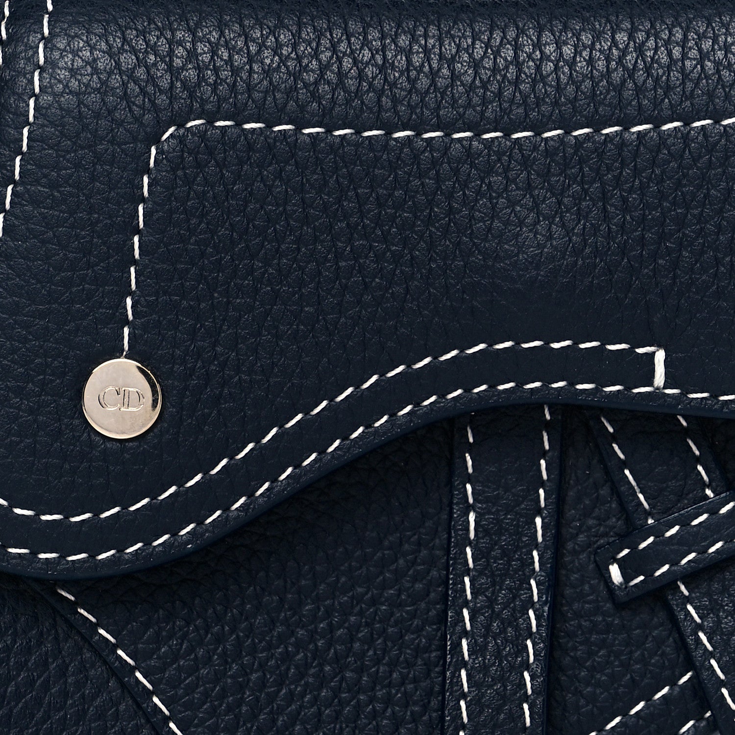 Christian Dior Grained Calfskin Saddle Mini Key Ring Navy Blue 7 of 9