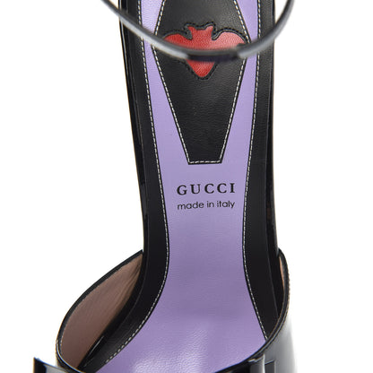 Gucci Patent Crystal GG Bow Sadie Spike Ankle Strap d'Orsay Platform High Heel Pumps 39.5 Black 6 of 8