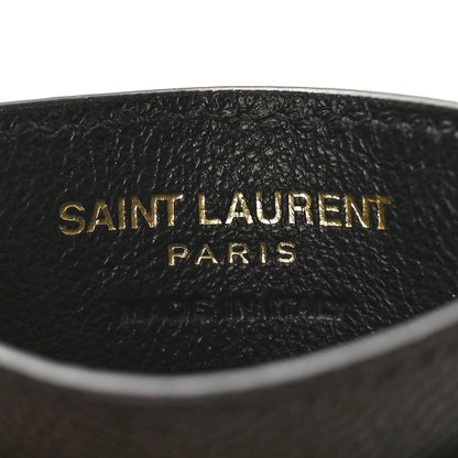 Saint Laurent Grain De Poudre Matelasse Chevron Monogram Credit Card Case Black 6 of 9