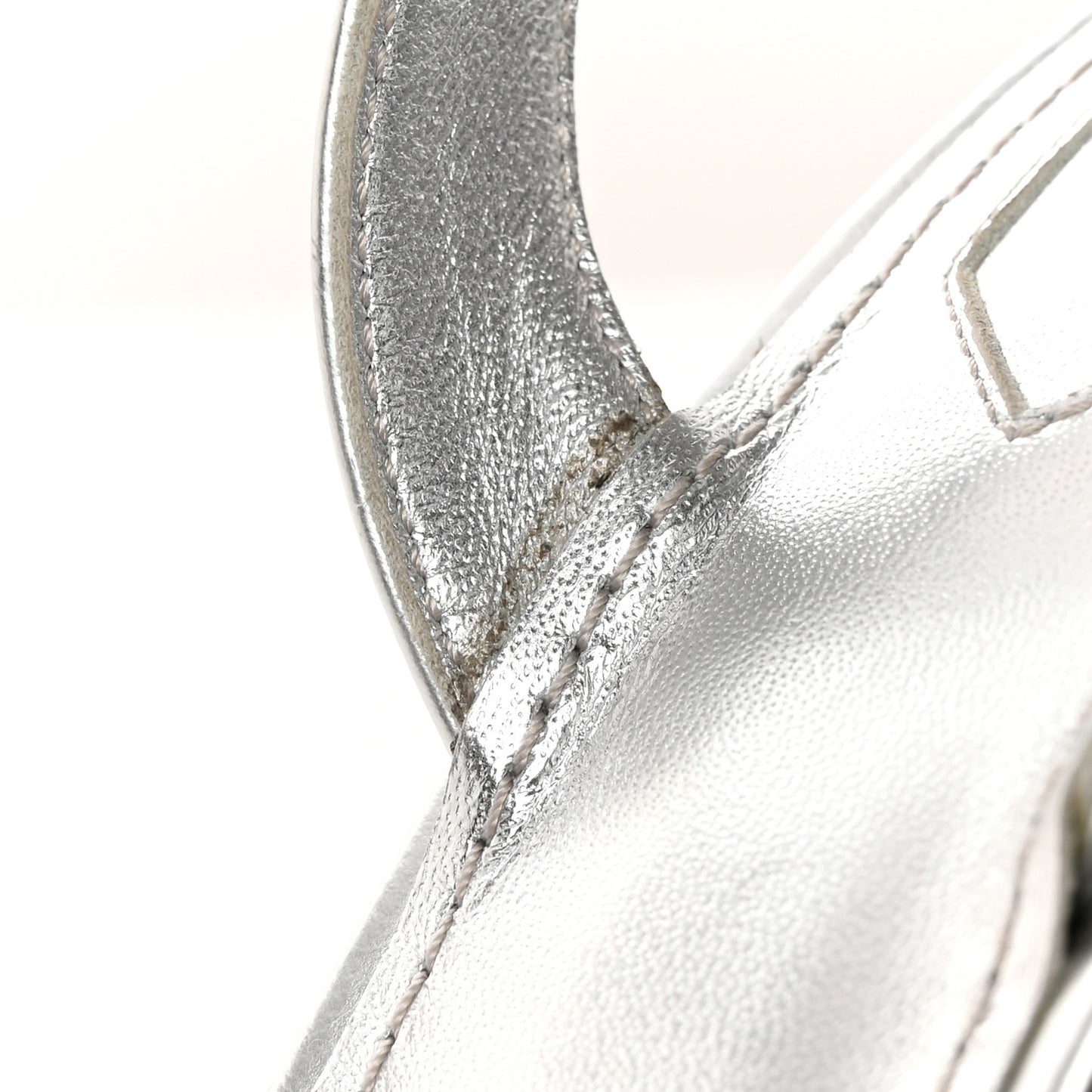 Metallic Calfskin Fendi First 95mm Slingback Sandals 36.5 Argento